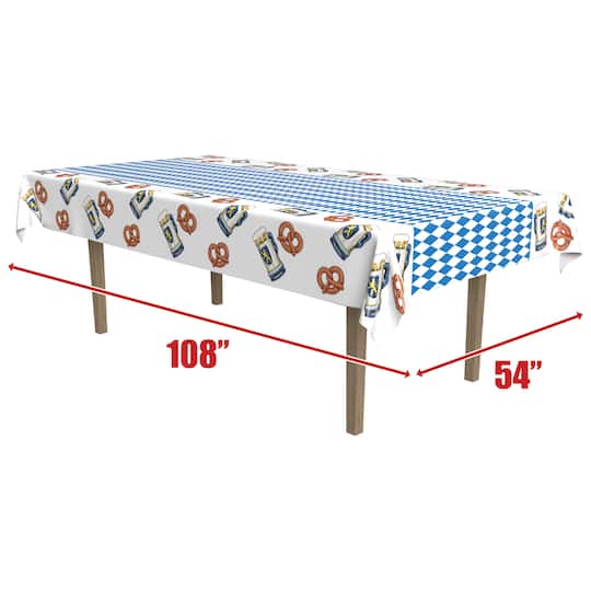 Beistle 54" x 108" Pretzel & Beer Oktoberfest Plastic Table Cover